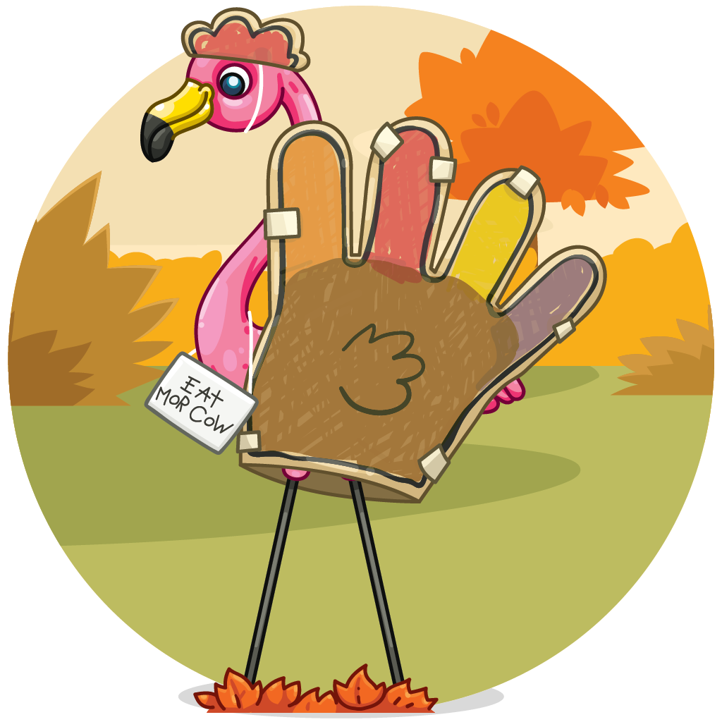 Munzee – Scavenger Hunt » November 2022 Skin: Gobbling Flamingo